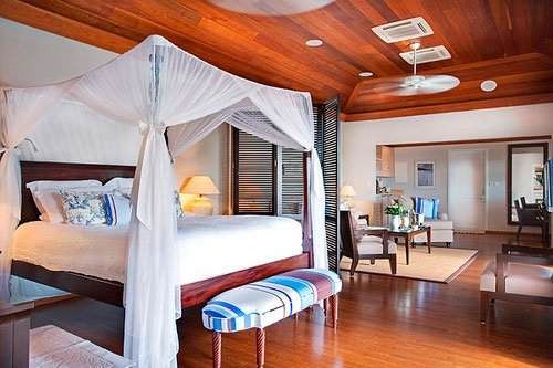 Keywords used: bedroom, four poster bed

Redefine your bedroom experience with the rich and elegant hospitality at Hotel Le Toiny featuring a stunning four poster bed.