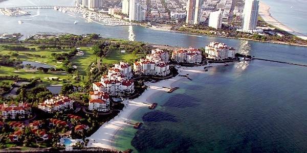 An aerial view of an Exotic Island.