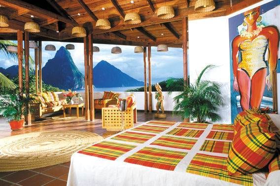 Anse Chastanet Resort: A Dream Bedroom with a Mountain Painting.