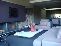 ‘Go Green’ living room with couches and a fireplace.