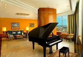 Keywords: living room, piano, city view