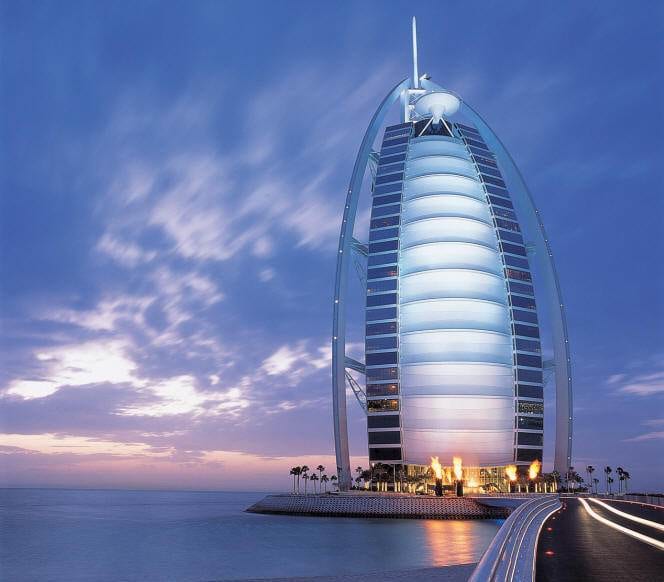Experience the Luxurious Burj Al Arab hotel in Dubai, United Arab Emirates.