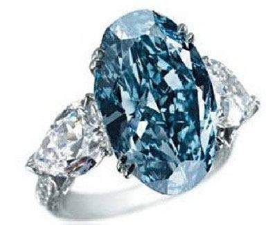 An oval blue diamond ring from Chopard.