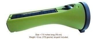 The New Green Lantern - A portable solar charger with a black handle.