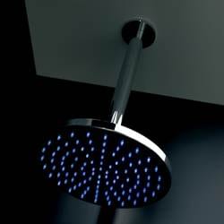 A Lavishing showerhead with a blue light.