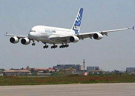 A historic maiden commercial flight of the A380 takes off.