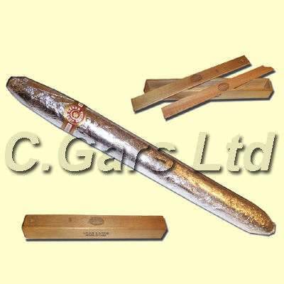 A legendary silver cigar accompanied by a wooden box.