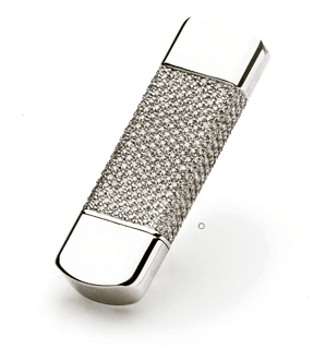 Get Technical With Ice+ from Miistor - a silver USB stick with diamonds on it.