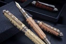 Limited edition collector's pens on a table.
