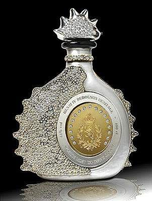 A bottle of rum decorated with diamonds, the Rarest and Exquisite.