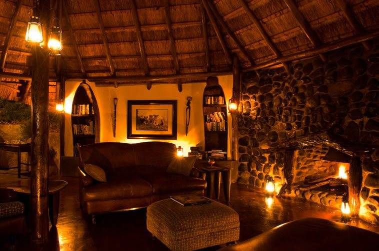 Inhale the natural air in a thatched hut with a fireplace.