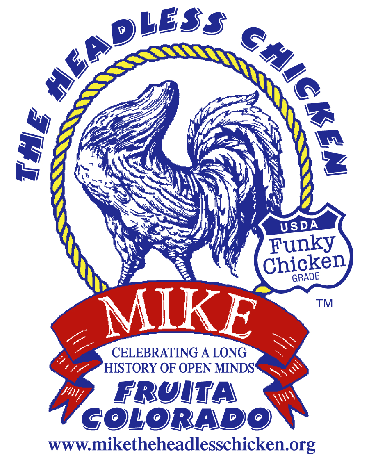 Mike the Headless Chicken logo featured at the Fruita Festival.