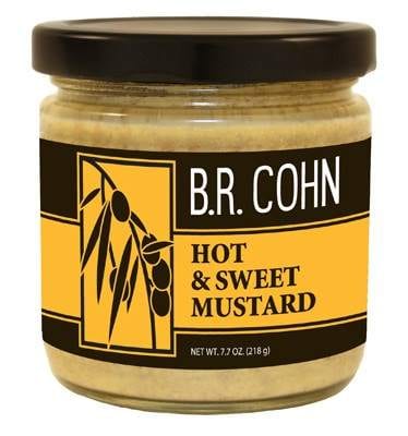Keywords: jar, hot and sweet mustard.

Description: A jar of hot and sweet mustard.