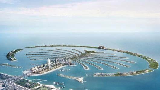 An aerial view of the Palm Jumeirah in Dubai invites you for a lifetime party.