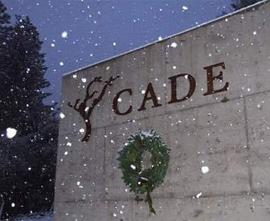 A sign with the word Cade on it in the snow at Napa.
