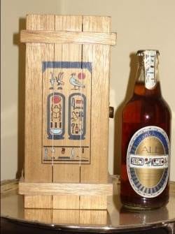 A Tutankhamun Ale in an elegant wooden box.