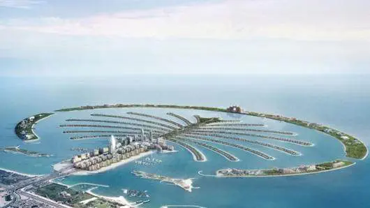 An aerial view of the Palm Jumeirah in Dubai invites you for a lifetime party.