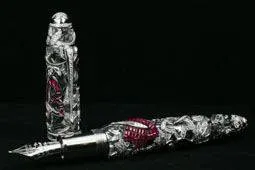 A limited edition silver and red fountain pen for creating a stylish signature.