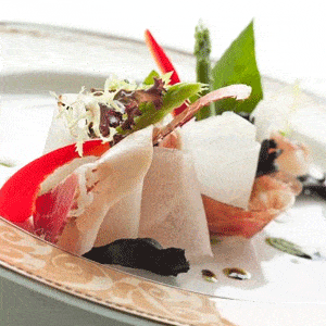 A plate with a taste of France in Orient Express in New Delhi.