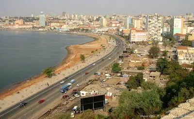 A panoramic view of Luanda, the newest and most expensive city in Angola, from a hilltop.