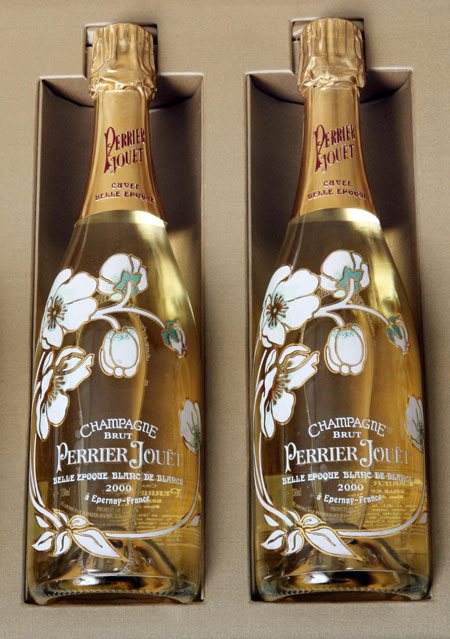 Indulge in Perrier-Jouet champagne packaged in a box.